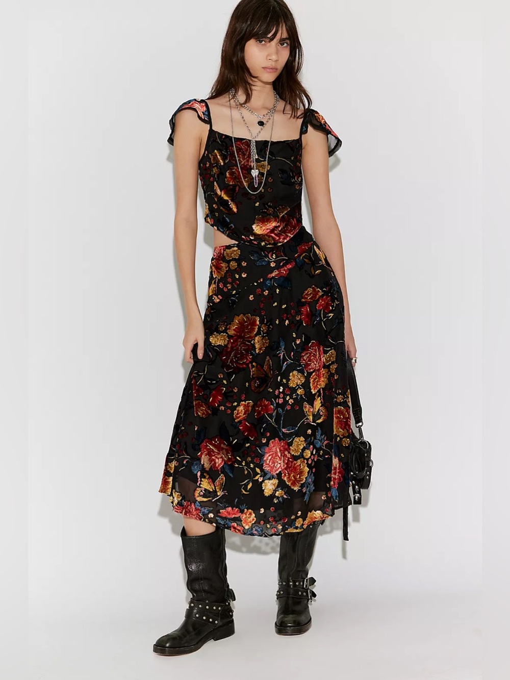 Free People Electra Heart Midi Skirt Set in Golden Combo